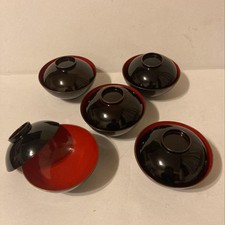 Lacquered Bowl with Lid 12cm Vintage Asian Decor