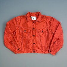Vintage 80s Boy London Jacket Large Cropped Boxy Red Nylon Trucker Clubwear Rave