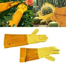 Cowhide Leather Heavy Duty Thorn Proof Gauntlet Long Sleeve Gardening Gloves