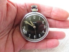 VINTAGE, SMITHS BLACK FACE POCKET WATCH, RUNNING