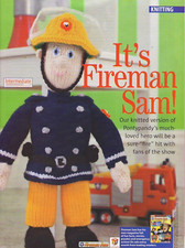 Home Printed Knitting Pattern - Fireman Sam 32cm Tall Toy Doll - 0414