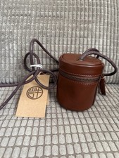 Brand New Genuine Leather Brown Mini Cylinder Crossbody Bag / Pouch (8.5×10 cm）