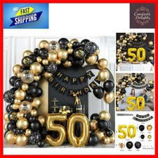 Elegant 50th Birthday Decorations Kit for Men - Black & Gold Balloon Arch
