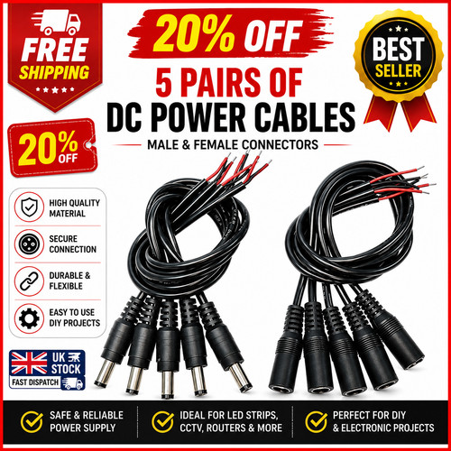 12v 5x2 1mm male - 12v, +