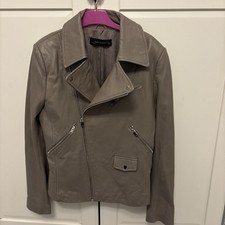 Zara Woman Taupe Leather Biker