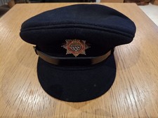 Fire Brigade Officers Peak Cap with Red Piping and Genuine Cap Badge Size 55cm