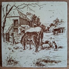 Antique Malkin Edge & Co  tile - Farm Animals series (1870 -1900)