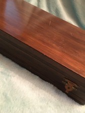 vintage antique empty wooden cutlery box storage