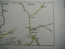 EXETER EXMOUTH JUNCTION STOKE CANON NEWTON ST CYRES RAILWAY MAP 1928 GWR SR