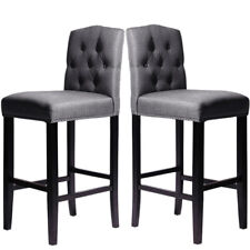Fabric Linen High Counter Bar Stools Padded Seat Pub Kitchen Breakfast Barstool