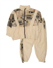 VINTAGE Mens Full Tracksuit 2XL  Off White Patchwork Polyamide BK10