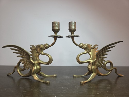 Vintage gothic brass - brass, griffin
