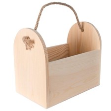 Small Decorative Pinewood Carry Trug |195 x 120 x 175 mm| Basket Veg Fruit Box