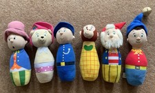 Set of 6 Noddy Big Ears Enid Blyton Fabric Weighted Bowling Skittles Toys Dolls