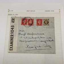 1940 Censored  Great Britain Airmail Cover London England to New York USA