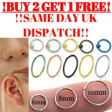 Nose Ring Open Hoop Ball Tragus Helix Cartilage Ear Surgical Septum Piercing UK