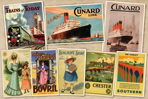 Vintage advertising postcards - vintage,