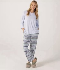 New Carole Hochman V Neck Brushed Jersey PJ Set Size S Small