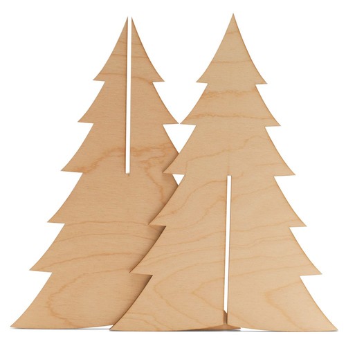 Slotted wooden christmas tree - wooden,