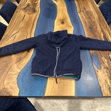 Mini Boden green and navy blue  Cozy Reversible Fleece Hoodie, boys  9-10 yrs 