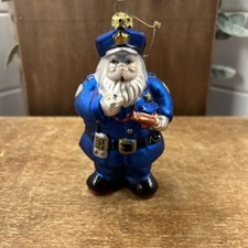 Policeman Santa Blown Glass