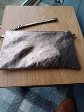 GENUINE LEATHER ROSE GOLD CLUTCH OR SHOULDER BAG BORSE IN PELLE  MADE IN ITALY