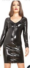 Honour Female Long Sleeve Latex Dress with Front Zipper