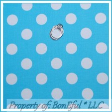 BonEful Fabric FQ Cotton Quilt Aqua Blue White Polka Dot Boy Girl Beach Nautical