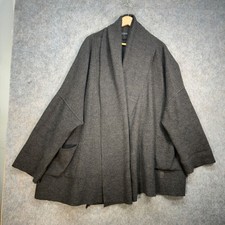 OSKA Kimono Style Jacket Womens UK 10 Charcoal Virgin Wool Open Avant-Garde