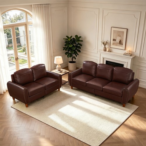 Faux leather sofa upholstered - leather,