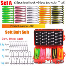 86pcs Fishing Tackle Box Crank Jig Head Hook Set Lure Soft Bait Bass Trout Gear 