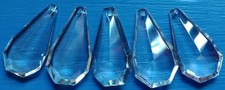 Crystal Chandelier Drops x 5  5cm long 3.5 cm wide vintage.