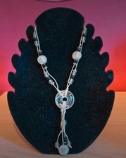 Ladies White, Clear and Black Y-Drop Bead Necklace