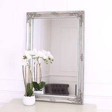 60x90cm Antique Silver French Style Rectangle Wall Mirror Rhone | Select Mirrors