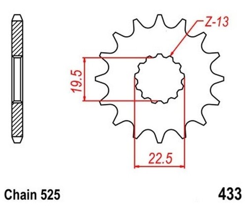 Sprocket 14t pitch - 14t, 525