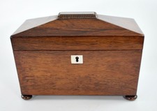 ANTIQUE ROSEWOOD SARCOPHAGUS TEA CADDY STORAGE BOX