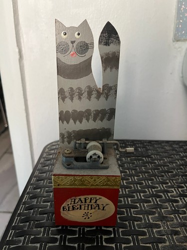 Vintage wooden cat music - wooden,