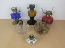 Vintage Brass & Glass Oil Lamps X6 Untested Job Lot Spares & Repairs Bundle 