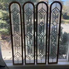 Pair VTG Beveled Leaded Clear