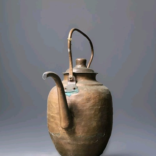 Large antique copper kettle - large,
