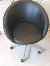 IKEA Skruvsta Sturdy Black Leather Look Tub Chair Swivel Seat Adjustable Height