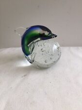 Studio Art Glass Like Murano:Glass Dolphin Around Clear Paperweight,Figure