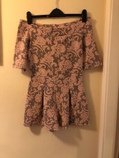 Love Label playsuit size 8 bardot pink and black vgc worn once Zip Back