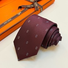 New Men's Hermes Maillons Pattern Wine 100% silk Tie