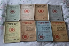 EIGHT x LANCASHIRE CRICKET ANNUAL 1957, 1958, 1960 to 1965 inclusive