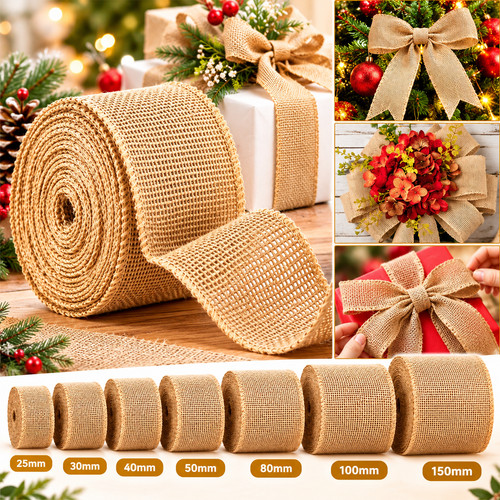 Natural hessian ribbon rustic - natural,