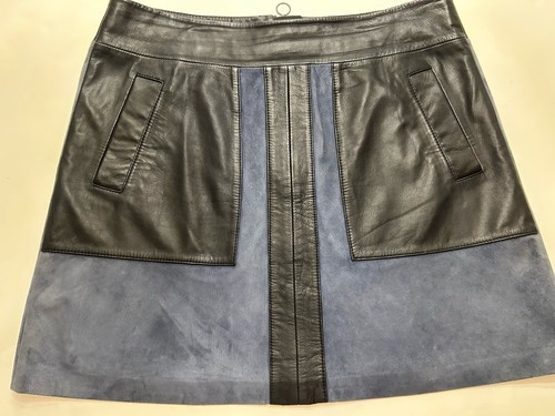 Genuine leather suede skirt - &,