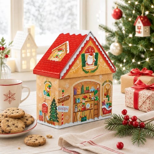 Biscuits tin christmas house - tin,