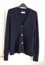 Toast Swingy Merino Wool Cardigan Size Small Navy Blue V Neck Sweater A Line