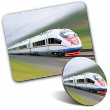 Mouse Mat & Coaster Set - Commuter Train Railway Track  #44689